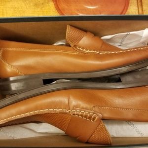 SANDRINO EMILIO TAN MENS PENNY LOAFERS 11D NIB